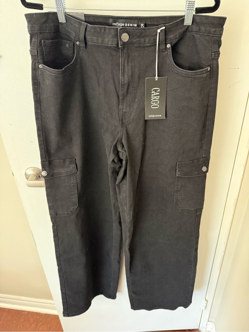 refuge Black Cargo Jeans with Utility Pockets